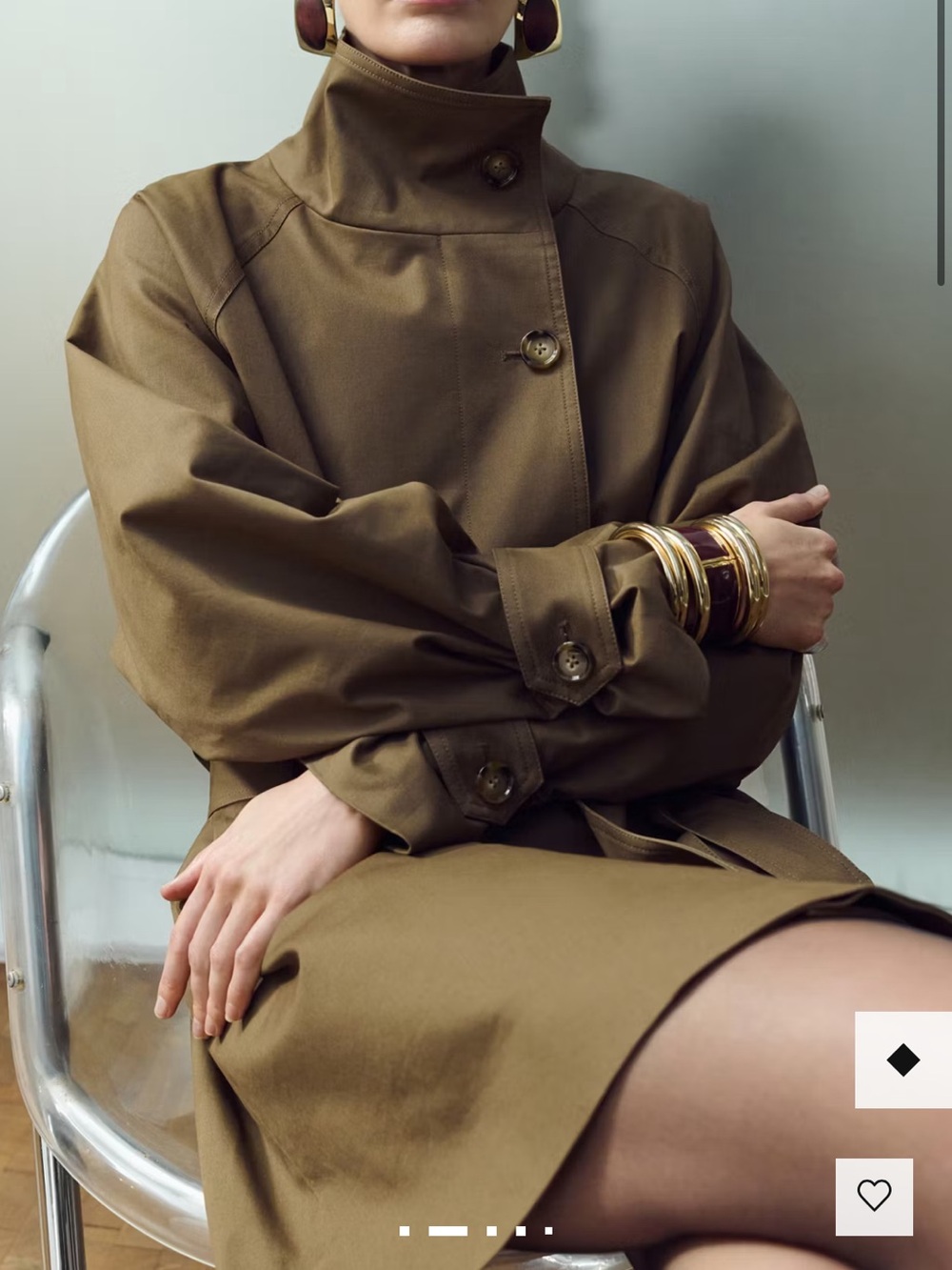 Mango funnel neck belted trench coat - medium brown - XS - never worn